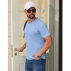image:imageCOOFANDY Mens T Shirts V Neck Short Sleeve Plain Casual Cotton Basic Pullover TeesLight Blue