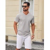 image:imageCOOFANDY Mens T Shirts V Neck Short Sleeve Plain Casual Cotton Basic Pullover TeesLight Grey