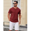 image:imageCOOFANDY Mens T Shirts V Neck Short Sleeve Plain Casual Cotton Basic Pullover TeesWine Red