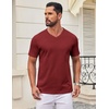 image:imageCOOFANDY Mens T Shirts V Neck Short Sleeve Plain Casual Cotton Basic Pullover TeesWine Red