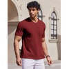 image:imageCOOFANDY Mens T Shirts V Neck Short Sleeve Plain Casual Cotton Basic Pullover TeesWine Red