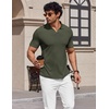 image:imageCOOFANDY Mens V Neck Polo Shirts Short Sleeve Golf TShirts Ribbed Knit Soft TeesArmy Green