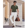 image:imageCOOFANDY Mens V Neck Polo Shirts Short Sleeve Golf TShirts Ribbed Knit Soft TeesArmy Green