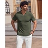 image:imageCOOFANDY Mens V Neck Polo Shirts Short Sleeve Golf TShirts Ribbed Knit Soft TeesArmy Green