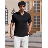 image:imageCOOFANDY Mens V Neck Polo Shirts Short Sleeve Golf TShirts Ribbed Knit Soft TeesBlack