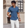 image:imageCOOFANDY Mens V Neck Polo Shirts Short Sleeve Golf TShirts Ribbed Knit Soft TeesBlue
