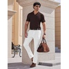 image:imageCOOFANDY Mens V Neck Polo Shirts Short Sleeve Golf TShirts Ribbed Knit Soft TeesBrown