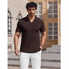 image:imageCOOFANDY Mens V Neck Polo Shirts Short Sleeve Golf TShirts Ribbed Knit Soft TeesBrown