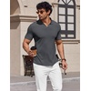 image:imageCOOFANDY Mens V Neck Polo Shirts Short Sleeve Golf TShirts Ribbed Knit Soft TeesDark Grey
