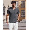 image:imageCOOFANDY Mens V Neck Polo Shirts Short Sleeve Golf TShirts Ribbed Knit Soft TeesDark Grey