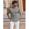 image:imageCOOFANDY Mens V Neck Polo Shirts Short Sleeve Golf TShirts Ribbed Knit Soft TeesLight Green