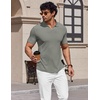 image:imageCOOFANDY Mens V Neck Polo Shirts Short Sleeve Golf TShirts Ribbed Knit Soft TeesLight Green