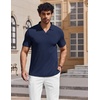 image:imageCOOFANDY Mens V Neck Polo Shirts Short Sleeve Golf TShirts Ribbed Knit Soft TeesNavy Blue