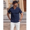 image:imageCOOFANDY Mens V Neck Polo Shirts Short Sleeve Golf TShirts Ribbed Knit Soft TeesNavy Blue