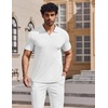 image:imageCOOFANDY Mens V Neck Polo Shirts Short Sleeve Golf TShirts Ribbed Knit Soft TeesWhite