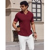 image:imageCOOFANDY Mens V Neck Polo Shirts Short Sleeve Golf TShirts Ribbed Knit Soft TeesWine Red