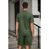 image:imageCOOFANDY Mens Waffle Knit Polo Shirt and Shorts Set 2 Pieces Outfits Summer Suit Casual Tracksuit with PocketsArmy Green
