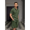 image:imageCOOFANDY Mens Waffle Knit Polo Shirt and Shorts Set 2 Pieces Outfits Summer Suit Casual Tracksuit with PocketsArmy Green