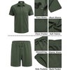 image:imageCOOFANDY Mens Waffle Knit Polo Shirt and Shorts Set 2 Pieces Outfits Summer Suit Casual Tracksuit with PocketsArmy Green