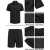 image:imageCOOFANDY Mens Waffle Knit Polo Shirt and Shorts Set 2 Pieces Outfits Summer Suit Casual Tracksuit with PocketsBlack