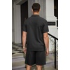 image:imageCOOFANDY Mens Waffle Knit Polo Shirt and Shorts Set 2 Pieces Outfits Summer Suit Casual Tracksuit with PocketsBlack
