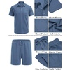image:imageCOOFANDY Mens Waffle Knit Polo Shirt and Shorts Set 2 Pieces Outfits Summer Suit Casual Tracksuit with PocketsBlue