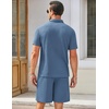image:imageCOOFANDY Mens Waffle Knit Polo Shirt and Shorts Set 2 Pieces Outfits Summer Suit Casual Tracksuit with PocketsBlue