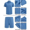 image:imageCOOFANDY Mens Waffle Knit Polo Shirt and Shorts Set 2 Pieces Outfits Summer Suit Casual Tracksuit with PocketsBlue1