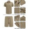 image:imageCOOFANDY Mens Waffle Knit Polo Shirt and Shorts Set 2 Pieces Outfits Summer Suit Casual Tracksuit with PocketsKhaki