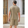 image:imageCOOFANDY Mens Waffle Knit Polo Shirt and Shorts Set 2 Pieces Outfits Summer Suit Casual Tracksuit with PocketsKhaki