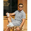 image:imageCOOFANDY Mens Waffle Knit Polo Shirt and Shorts Set 2 Pieces Outfits Summer Suit Casual Tracksuit with PocketsLight Grey