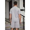 image:imageCOOFANDY Mens Waffle Knit Polo Shirt and Shorts Set 2 Pieces Outfits Summer Suit Casual Tracksuit with PocketsLight Grey