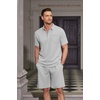 image:imageCOOFANDY Mens Waffle Knit Polo Shirt and Shorts Set 2 Pieces Outfits Summer Suit Casual Tracksuit with PocketsLight Grey