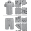 image:imageCOOFANDY Mens Waffle Knit Polo Shirt and Shorts Set 2 Pieces Outfits Summer Suit Casual Tracksuit with PocketsLight Grey