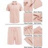 image:imageCOOFANDY Mens Waffle Knit Polo Shirt and Shorts Set 2 Pieces Outfits Summer Suit Casual Tracksuit with PocketsLight Pink