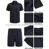 image:imageCOOFANDY Mens Waffle Knit Polo Shirt and Shorts Set 2 Pieces Outfits Summer Suit Casual Tracksuit with PocketsNavy Blue
