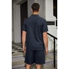 image:imageCOOFANDY Mens Waffle Knit Polo Shirt and Shorts Set 2 Pieces Outfits Summer Suit Casual Tracksuit with PocketsNavy Blue