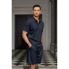 image:imageCOOFANDY Mens Waffle Knit Polo Shirt and Shorts Set 2 Pieces Outfits Summer Suit Casual Tracksuit with PocketsNavy Blue