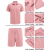 image:imageCOOFANDY Mens Waffle Knit Polo Shirt and Shorts Set 2 Pieces Outfits Summer Suit Casual Tracksuit with PocketsPale Pink