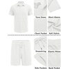 image:imageCOOFANDY Mens Waffle Knit Polo Shirt and Shorts Set 2 Pieces Outfits Summer Suit Casual Tracksuit with PocketsWhite