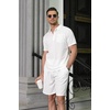 image:imageCOOFANDY Mens Waffle Knit Polo Shirt and Shorts Set 2 Pieces Outfits Summer Suit Casual Tracksuit with PocketsWhite
