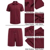 image:imageCOOFANDY Mens Waffle Knit Polo Shirt and Shorts Set 2 Pieces Outfits Summer Suit Casual Tracksuit with PocketsWine Red