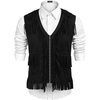 image:imageCOOFANDY Mens Western Cowboy Vest Casual Fringe Hippie Costume V Neck Zipper Suede Leather WaistcoatBlack