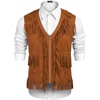 image:imageCOOFANDY Mens Western Cowboy Vest Casual Fringe Hippie Costume V Neck Zipper Suede Leather WaistcoatBrown