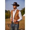 image:imageCOOFANDY Mens Western Cowboy Vest Casual Fringe Hippie Costume V Neck Zipper Suede Leather WaistcoatBrown