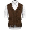 image:imageCOOFANDY Mens Western Cowboy Vest Casual Fringe Hippie Costume V Neck Zipper Suede Leather WaistcoatCoffee