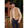 image:imageCOOFANDY Mens Western Cowboy Vest Casual Fringe Hippie Costume V Neck Zipper Suede Leather WaistcoatLight Khaki