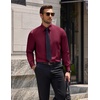 image:imageCOOFANDY Mens Wrinkle Free Dress Shirt Stretch Long Sleeve Button Down Shirts Formal Business ShirtDark Red