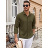 image:imageCOOFANDY Mens Wrinkle Free Dress Shirts Long Sleeve Untucked Shirts Casual Button Down ShirtsArmy Green