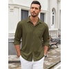 image:imageCOOFANDY Mens Wrinkle Free Dress Shirts Long Sleeve Untucked Shirts Casual Button Down ShirtsArmy Green